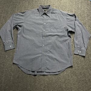 Banana Republic Haberdashery Shirt Mens Large Navy Blue Checked Button Down L/S